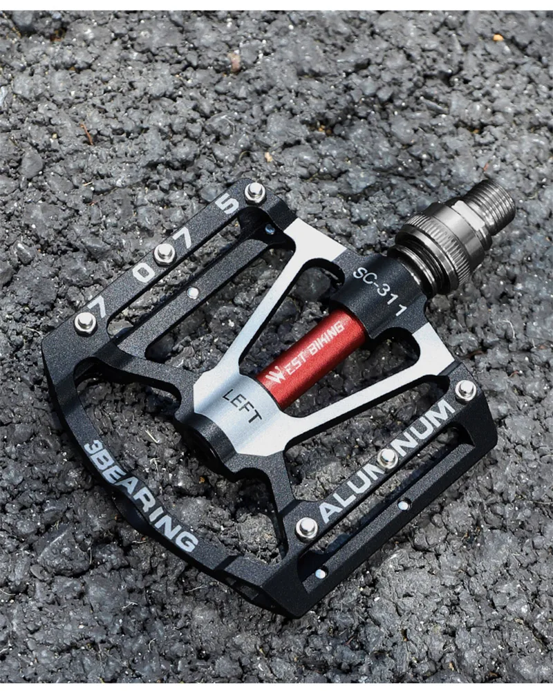 WEST BIKING Fahrrad-Schnellspannpedale mit 3 Lagern, verbreiterte 3-Lager-MTB-Rennradpedale, rutschfeste Aluminiumlegierung, Fahrradteile – Detail 16