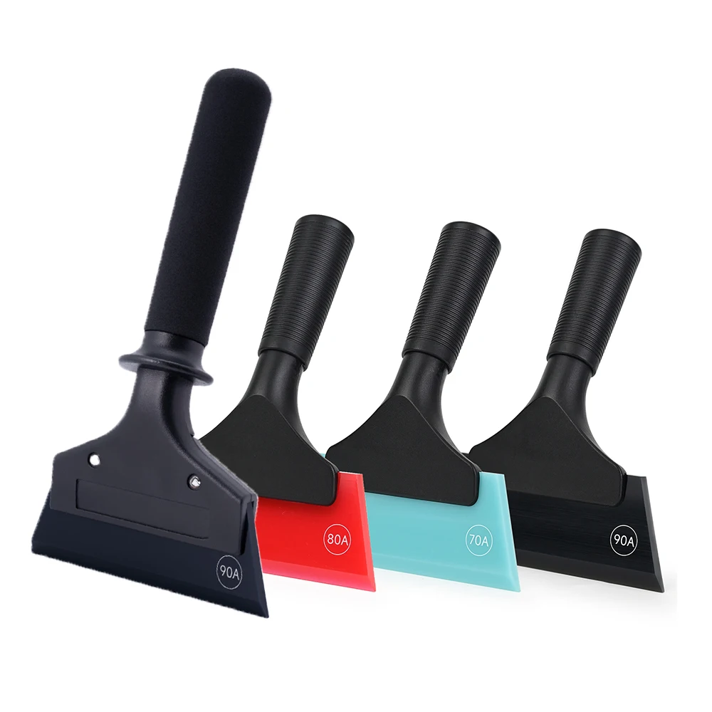 FOSHIO-Plastic Handle Snow Ice Shovel, Lâmina De Borracha, Rodo De Limpeza De Água De Vidro, Filme De Envoltório De Carro De Carbono, Conjunto De