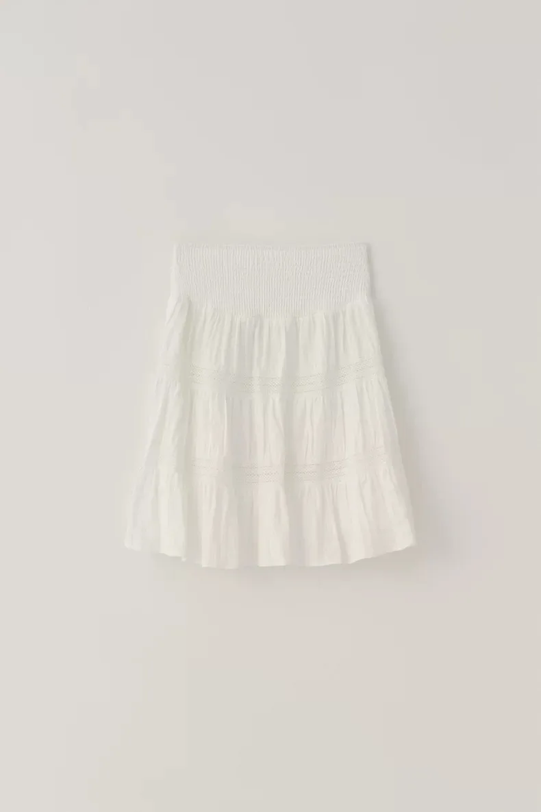 Gonna bianca elastica dimagrante f Gonna a trapezio casual in cotone a vita alta dolce Sle Donna Faion Autunno Nuovo arrivo