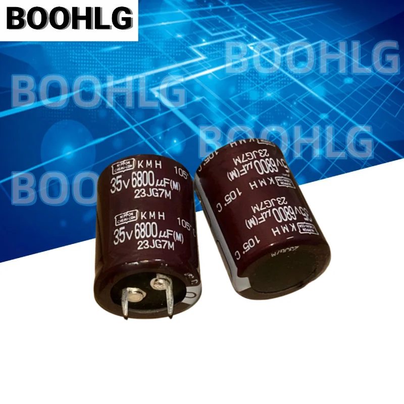 2Pcs KMH Series Radial Aluminum Electrolytic Capacitor 35V 6800UF 25×35mm 105℃ High Ripple Current Filter Capacitor