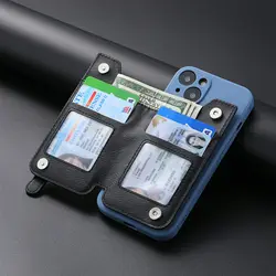 Universal Mobile Phone CardCase Multi CardHolder Zipper Back Sticker Case For Iphones 8-14 Samsung Note Galaxy Etc.
