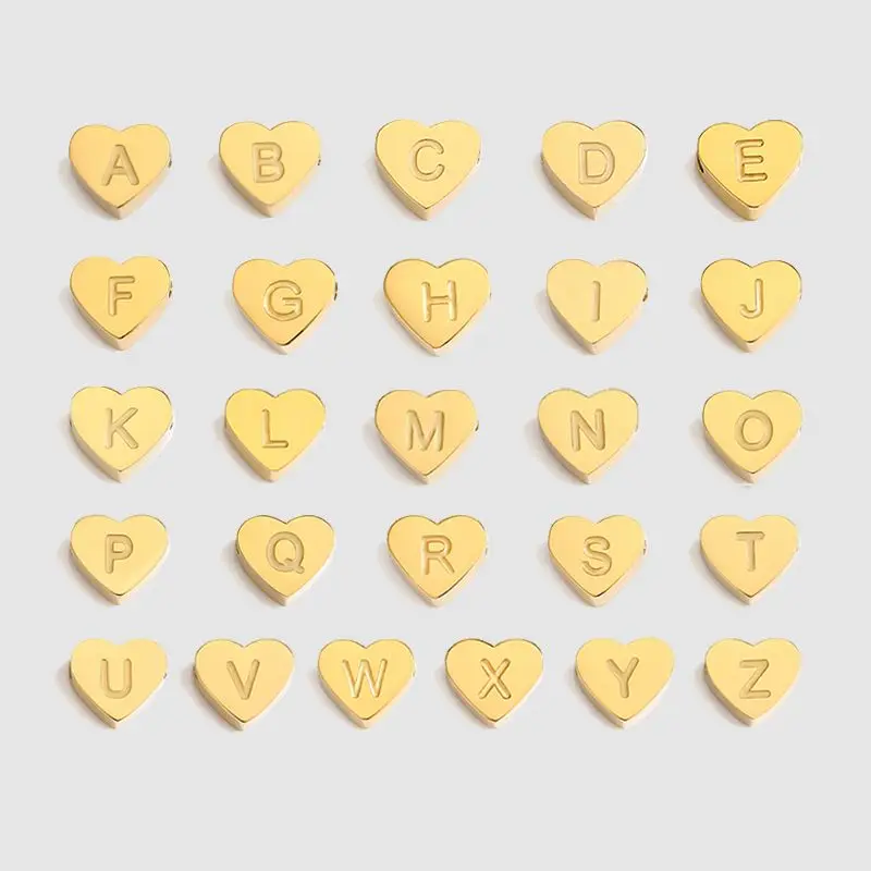 CARLIDANA Minimalist Gold Plated Stainless Steel Jewelry Initial kids Alphabet Pendant Small Mini Heart Initial Letter Necklace