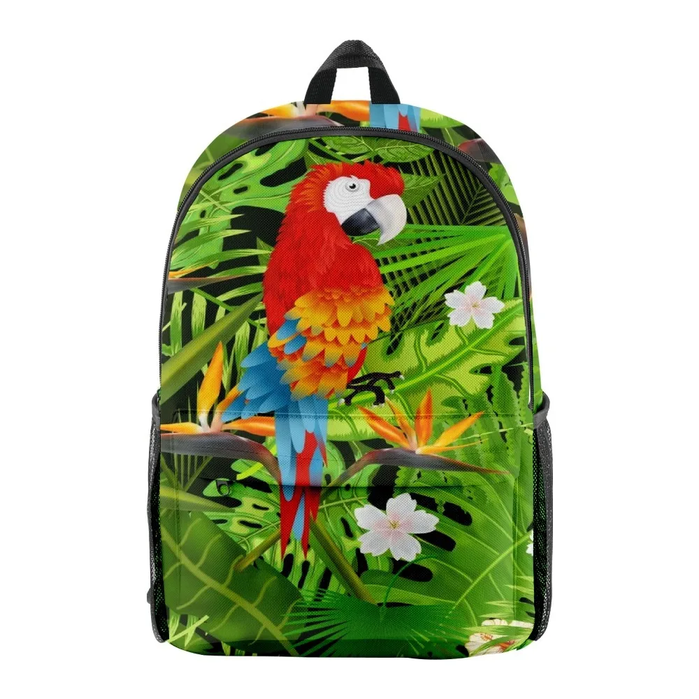 Trendy Kpop Youthful School Bags Unisex Flower Bird Parrot Travel Bags 3D Print Oxford Waterproof Notebook Shoulder Backpacks