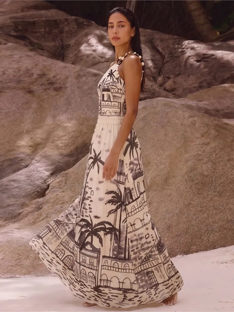 Retro Bikini Printed Fashion Two Piece Swimsuit And Cover Up With Skirt Tight Women's Bandage Summer Beach Luxury Elegant