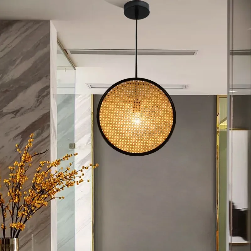 Rattan Lamp Chandelier for Creative Restaurant Bar Zen Tea Room Bed and Breakfast Bedside Decoration New Chinese Circle