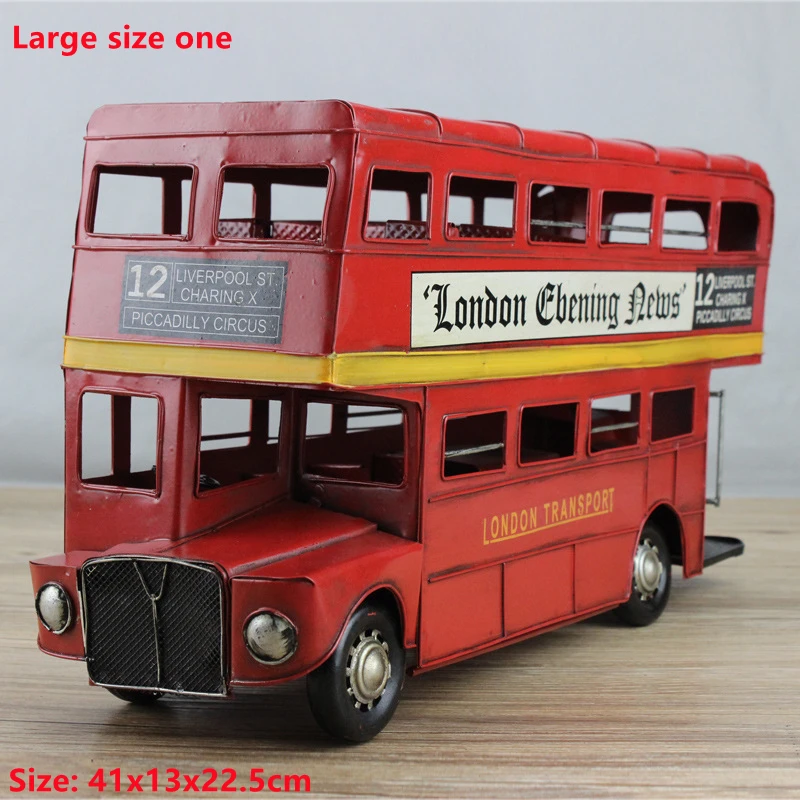 Vintage Double Decker Retro UK London Bus Figurine Routemaster Model Wall-Mounted Statue Home Decor Ornament