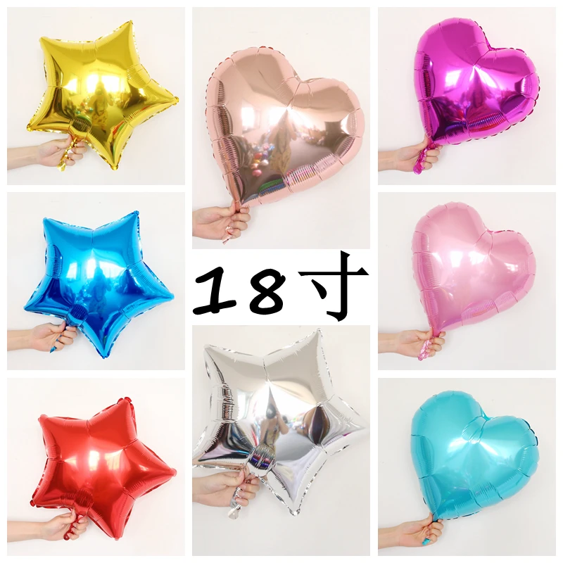 Globos de aluminio multicolor con forma de estrella y corazón, decoración para fiesta de cumpleaños, boda, Baby Shower, niño y niña, 10 piezas