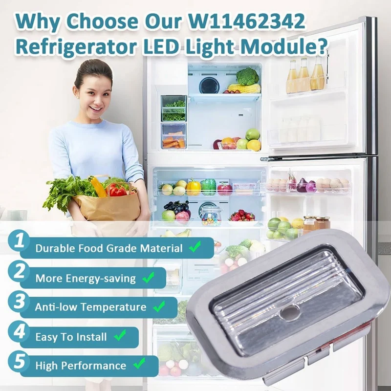 LICE-5Pc W 11462342   وحدة إضاءة LED للثلاجة لاستبدال AP 6989197   PS 16218086   ث 10908166   ث 10607479   ث 10843339