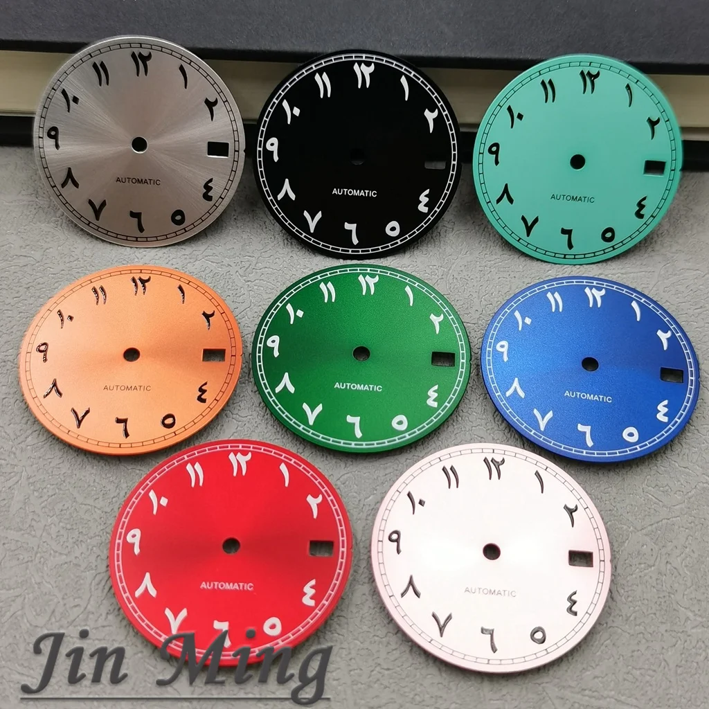 High Quality 28.5mm Automatic Movement Aseptic Dial Fit Silver Black Blue Red Green Pink Date Window NH35/NH36/4R/7S