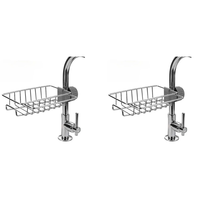 2X Kitchen Stainless Steel Sink Drain Rack Sponge Storage Faucet Holder Soap Drainer Towel Rack Shelf Organizer Kitchen-ABQU