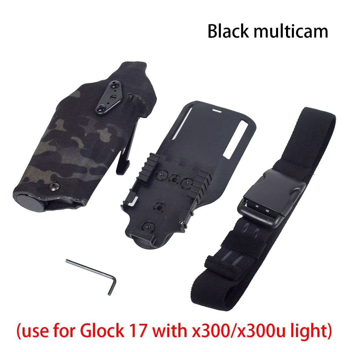 Airsoft Tactical Pistol Case for Glock 17/Gen4 19 Compatible with X300 X300U Flashlight Handgun Holster with Thigh Strap Hunting