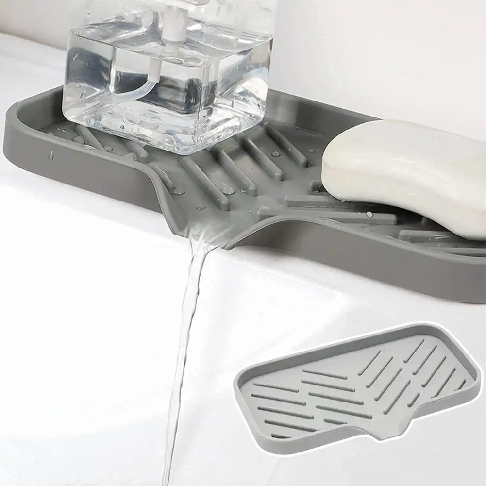 

Supplies Organizer Kitchen Sink Organizer Silicone Drying Mat with Non-slip Sponge Scouring Ball Holder Tray Kitchen for Water