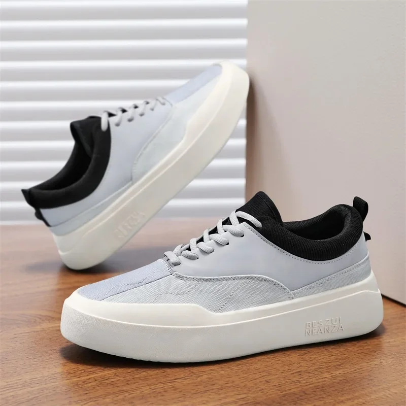 

Fashion Mens Sneakers Leisure Walk Casual Shoes Vulcanized Board Shoes for Men Lightweight Canvas Shoes Comfy Lace Up Footwear