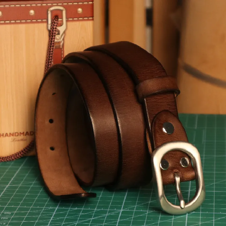 3cm Wide Light Luxury Brushed Stainless Steel Buckle Genuine Leather Versatile Pure Cowhide Belt Women's Jeans Casual Strap Belt