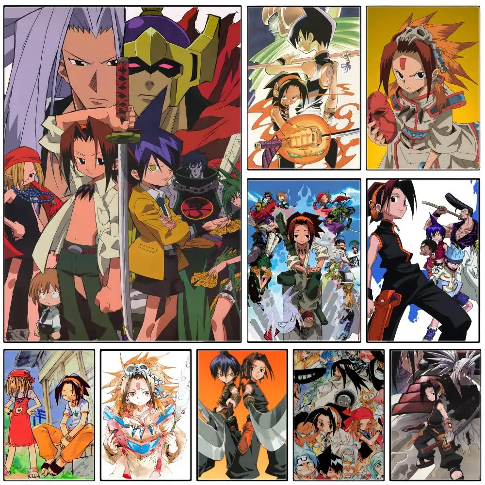 Shonen Anime S-Shaman King Poster  Self-adhesive Art Waterproof Paper Sticker Coffee House Bar Room Wall Decor