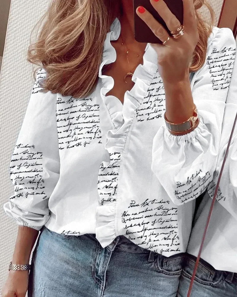 

New long sleeved ruffled shirt for women's shirts in spring and summer