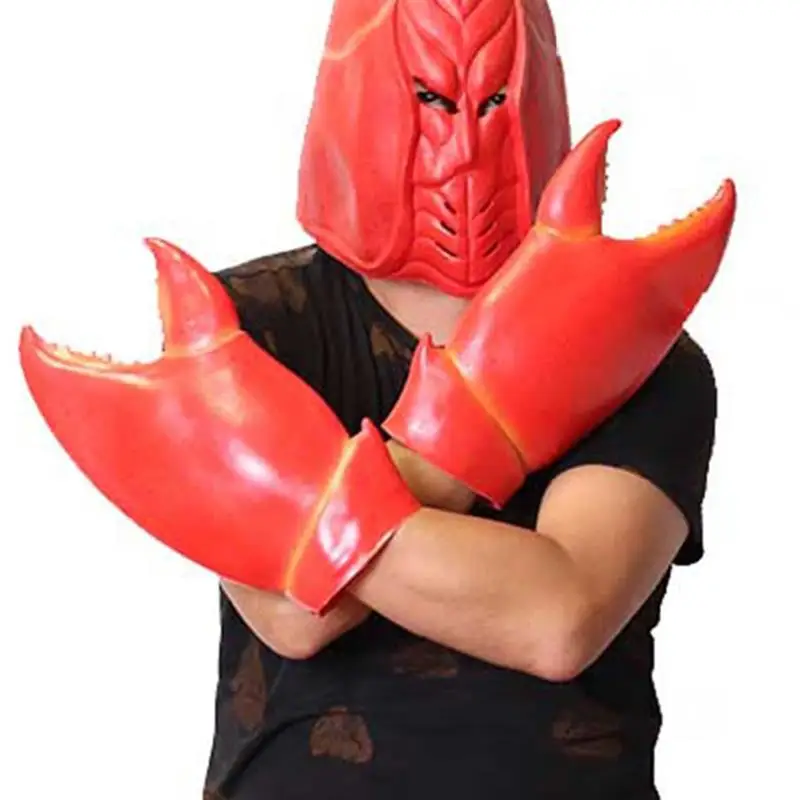 Halloween Lobster Costume Props Red Pliers Gloves Pliers Lobster Head Cover Lobster Costume Prop Cosplay Party Crab Claw Gloves