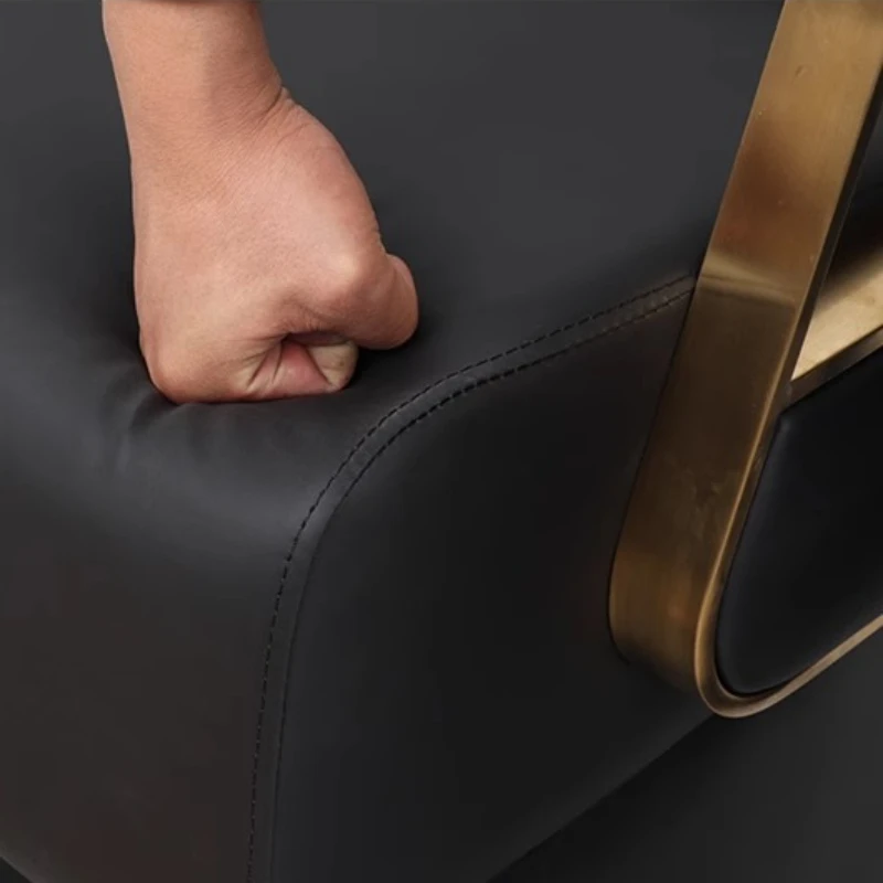 كراسي شامبو فاخرة لغرفة المعيشة كراسي شامبو لمستحضرات التجميل بذراع من جلد البولي يوريثان الحديث أثاث صالونات التجميل للاسترخاء أثاث صالونات الصالون المعدنية #4