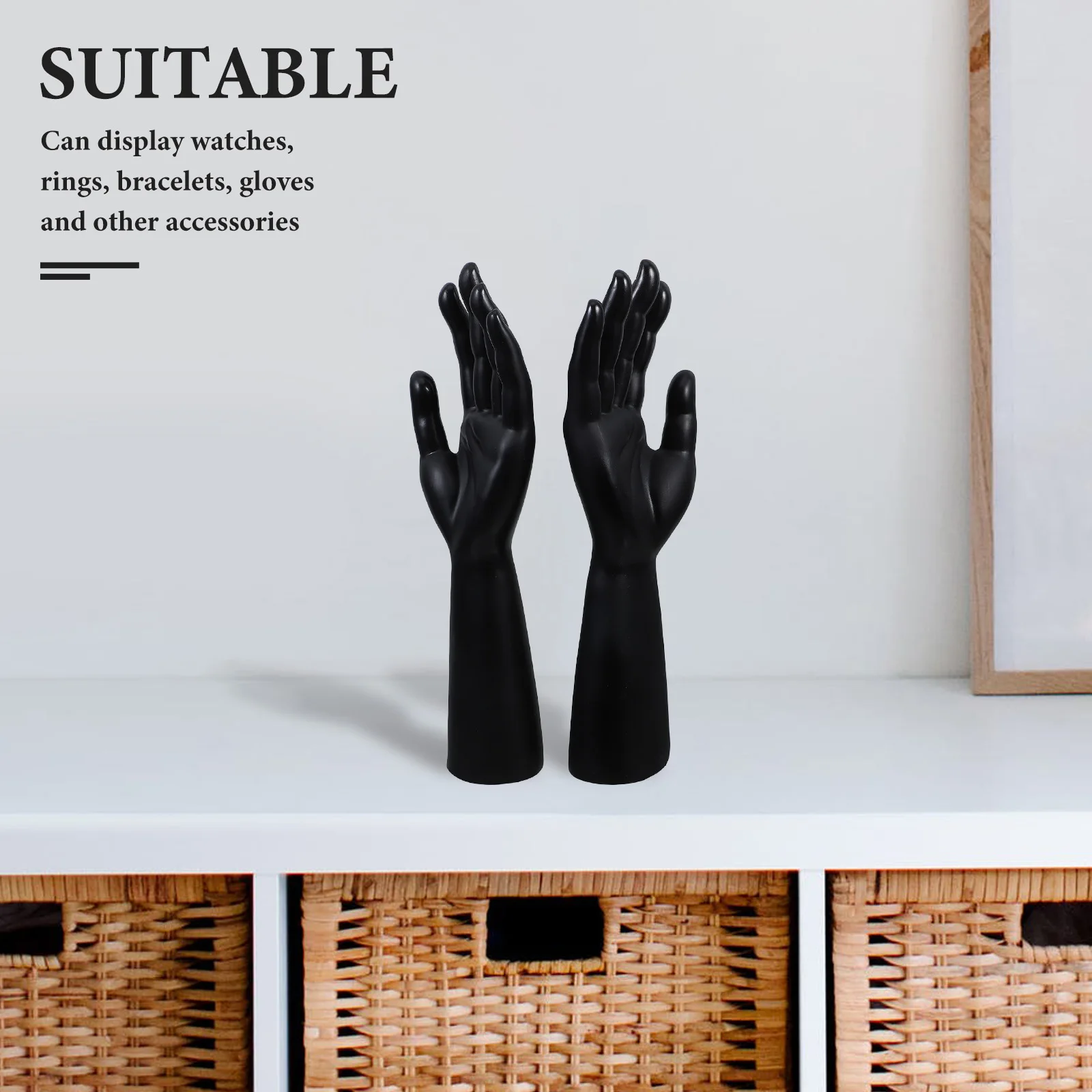 

2Pcs High-Fidelity Mannequin Hands Jewelry Display Stand Realistic Ornament Multifunctional Ring Holder Decorative Trinket Stand