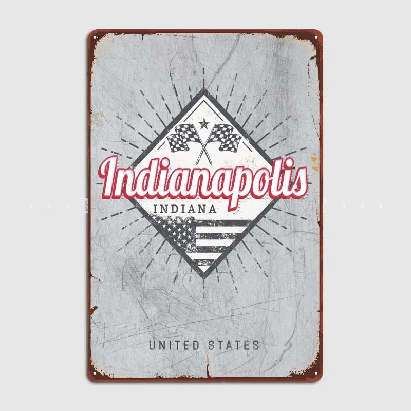 

Indianapolis Indiana USA Metal Wall Art of Murals Vintage Metal Signs for Wall Art Decoration Home Decorations Room Decor Retro