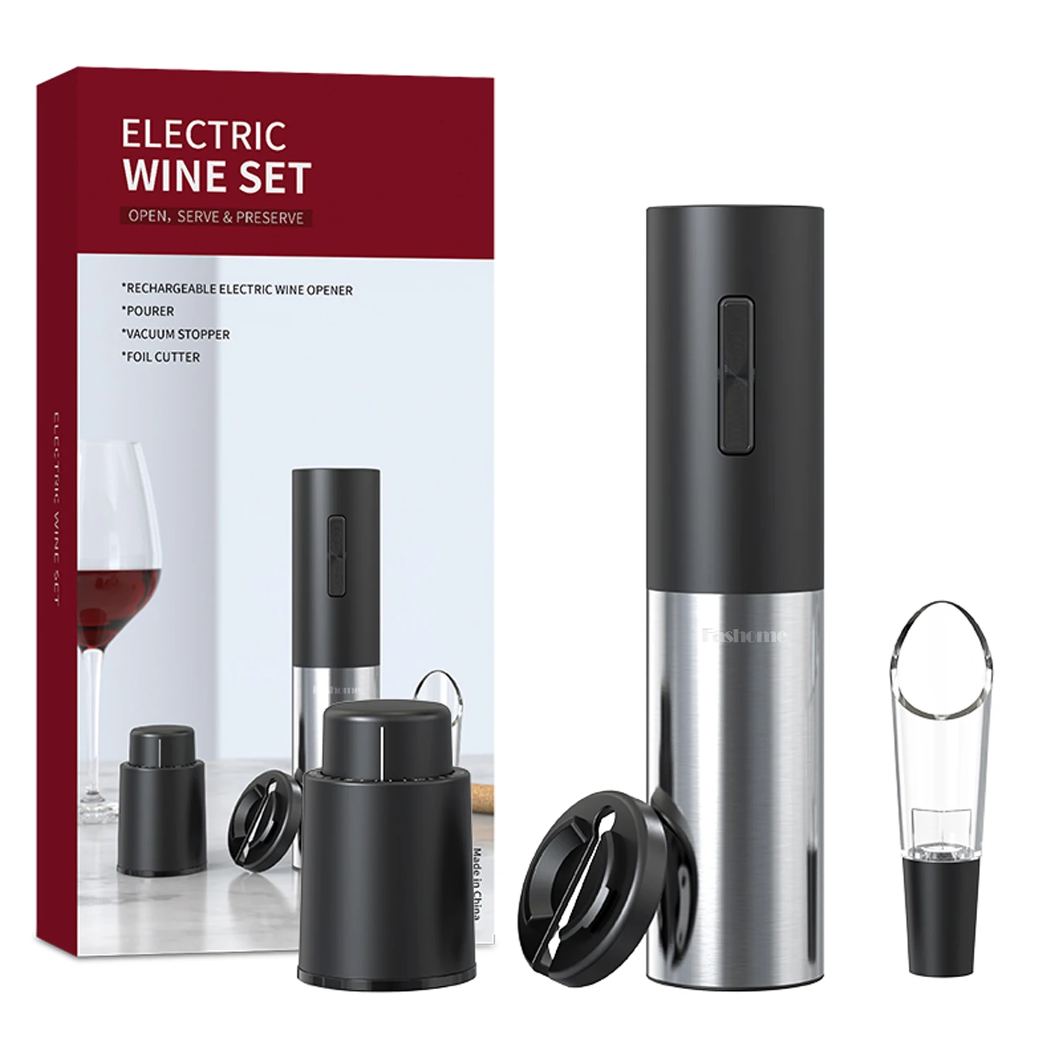 Ouvre-bouteille automatique en acier inoxydable multi-fonction maison électrique ouvre-bouteille de vin ensemble avec TYPE-C charge rapide pour la fête