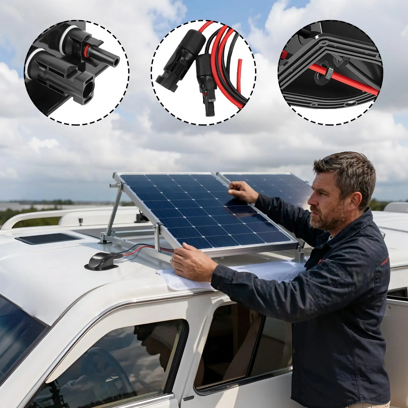 

Solar Cable Entry Gland Waterproof Entry Housing Solar Gland For Boat Yacht Trailer RV Roof Travel Outdoor Camping