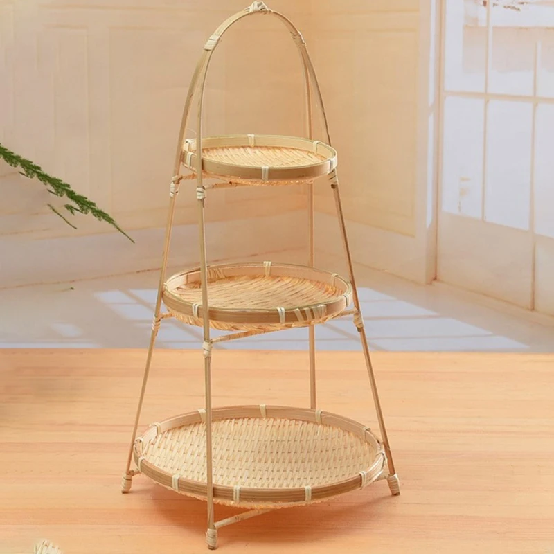 Baskets Tier Rack Fruit Bread Food Storage Kitchen Decorate Round Plate Stand Container Storage Rack Three Layers