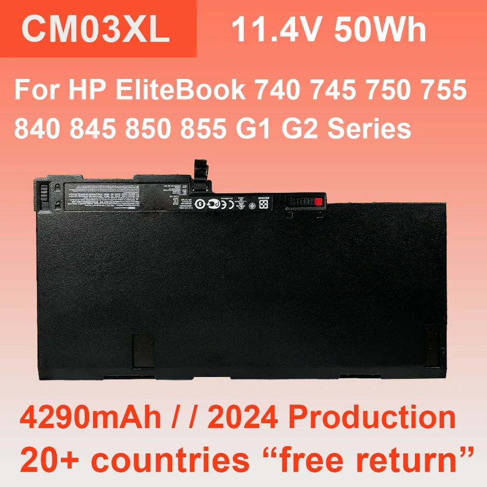 

Аккумулятор для ноутбука HP EliteBook 740 745 750 755 840 845 850 G1 G2 для ZBook 14/15u g2 Series CM03XL, 855 В, 50 Вт/ч, 11,4 мАч