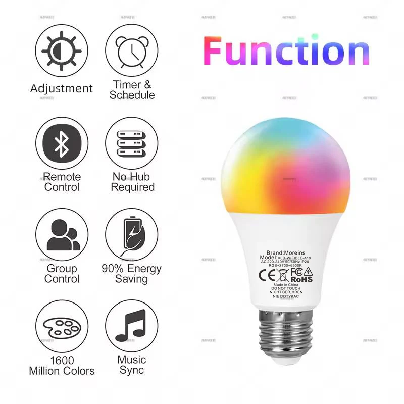 Tuya Bluetooth LED Bulb Dimmable 15W 18W E27 B22 220V RGBCW Color Change Lamps  Smart Life APP Group Control Music Rhythm Timing