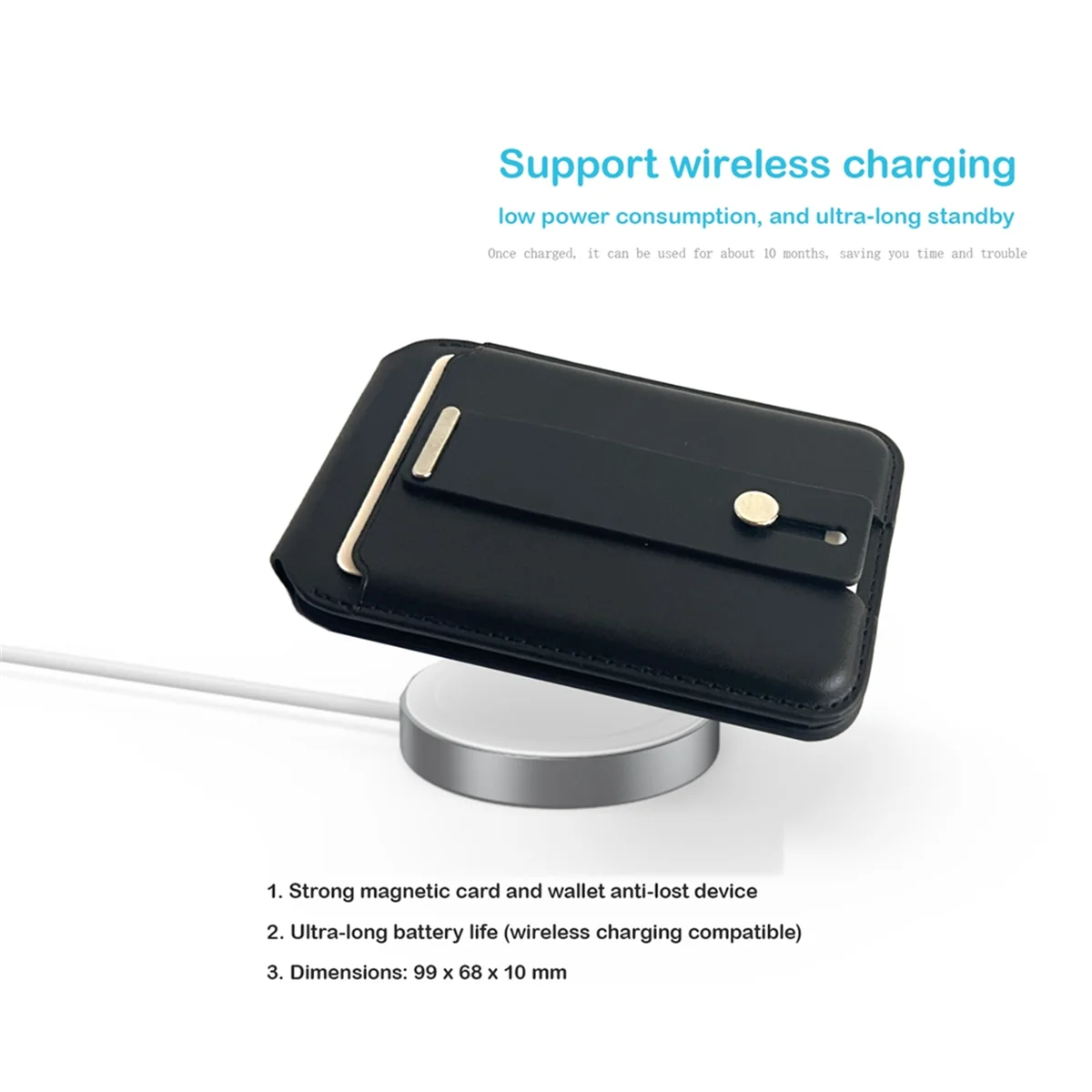 For Wallet with Find My Functionality, 3000g Magnetic Strength, Adjustable Stand for Black