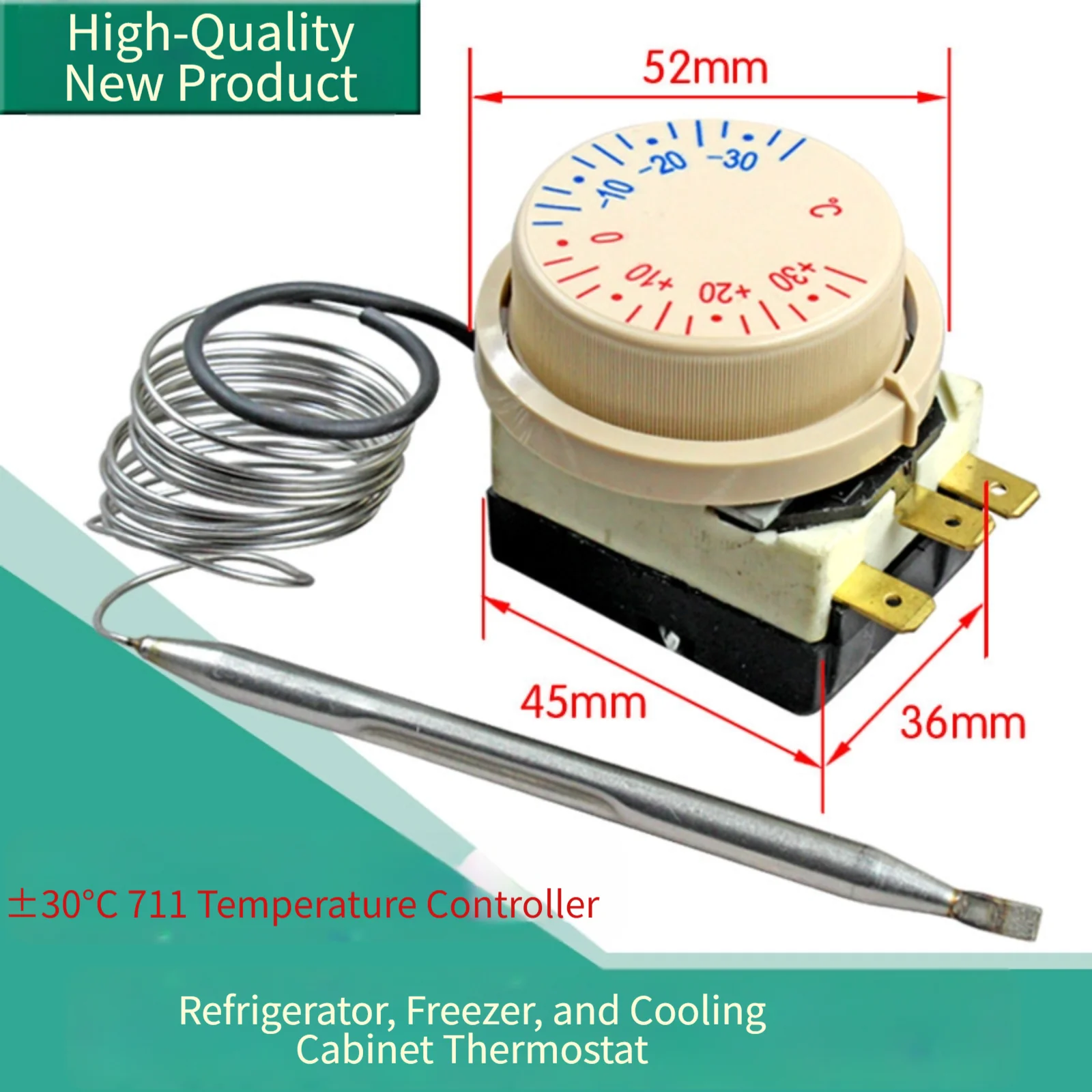 Thermostat 711 Cooling Unit Temperature Regulator for Refrigerators with 1.6 Meter Sensing Cable and Stable Output