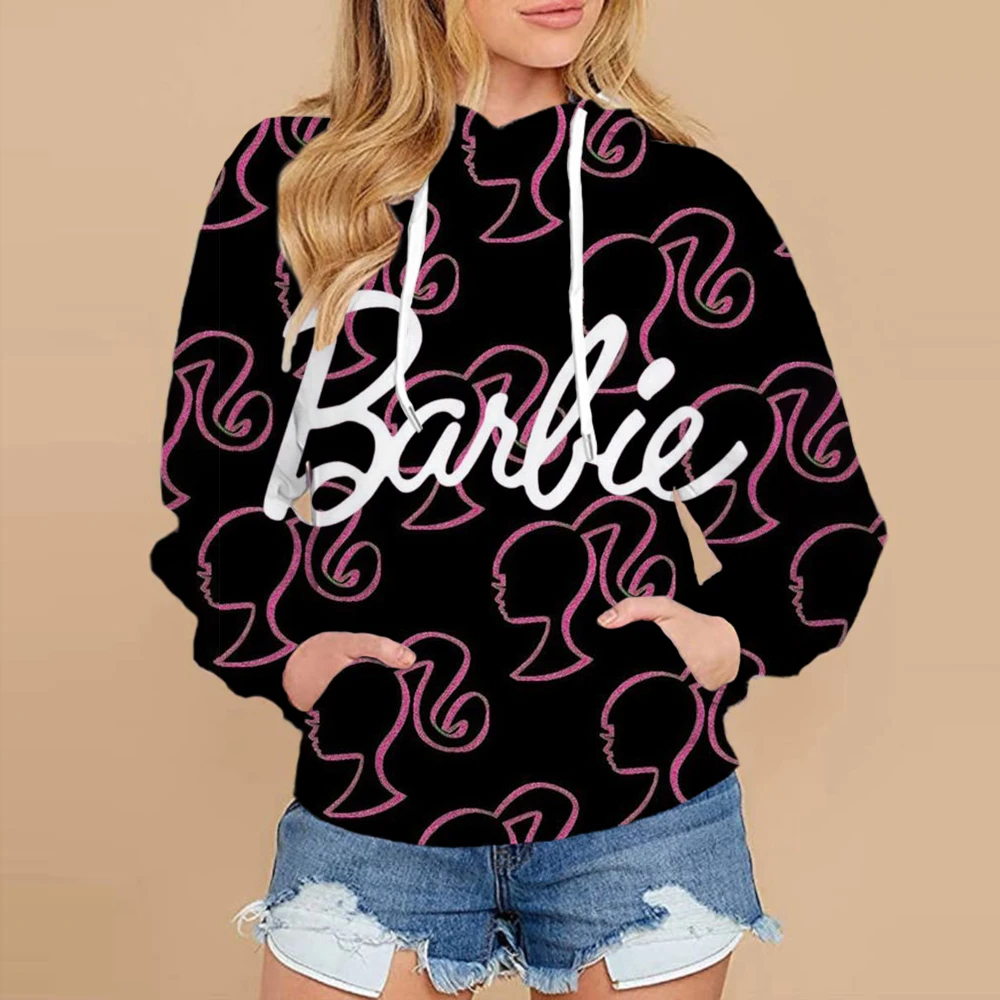 MINISO Autumn Adult Kids Cute Barbie Printed Hoodie Coat Clothing Casual Outfit Women Daily Cartoon Pullover Fashion Streetwear