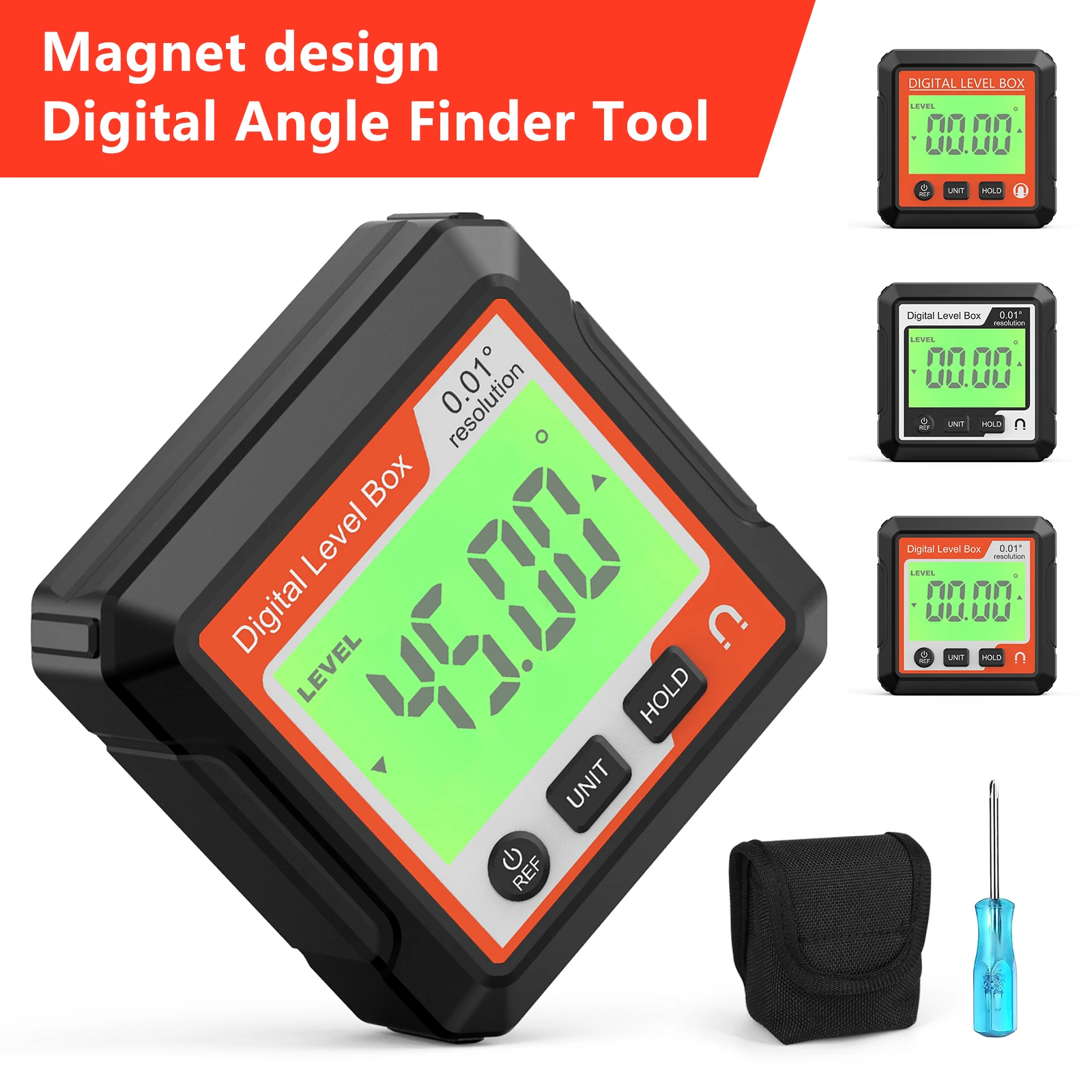 Goniometro di livello digitale 3 in 1 Inclinometro Cercatore angolare digitale Misuratore di angolo di livello elettronico Scatola di livello magnetico senza bolla