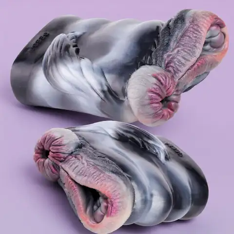 LUUK Fantasy Cow Dual Channel  Silicone Male Pleasure Cup Handheld Belike Vaginal Stroker Discreet Packaging Adult Intimate Toy