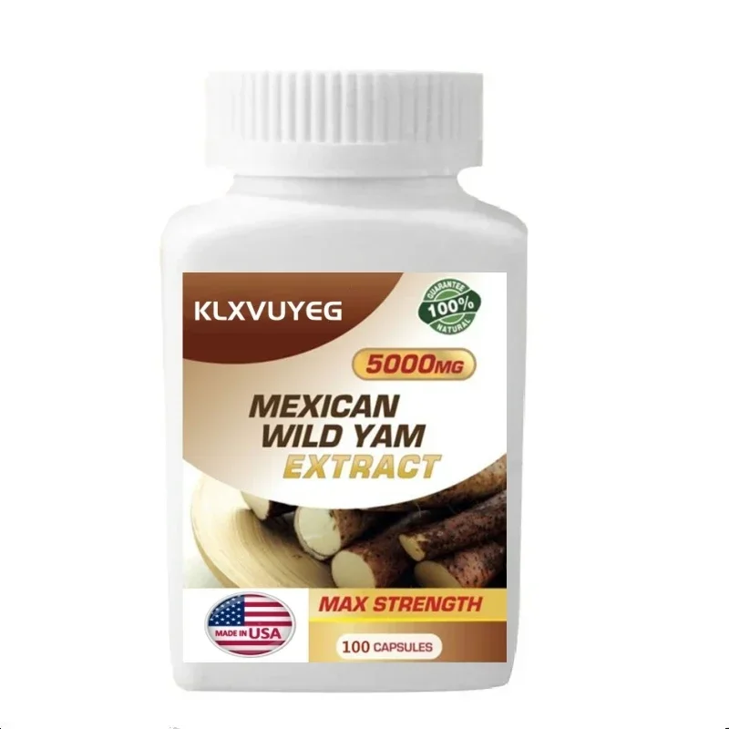 Cápsulas de extracto de Yam silvestre orgánico mexicano, sin GMO, cero aditivos, 100 cápsulas/botella