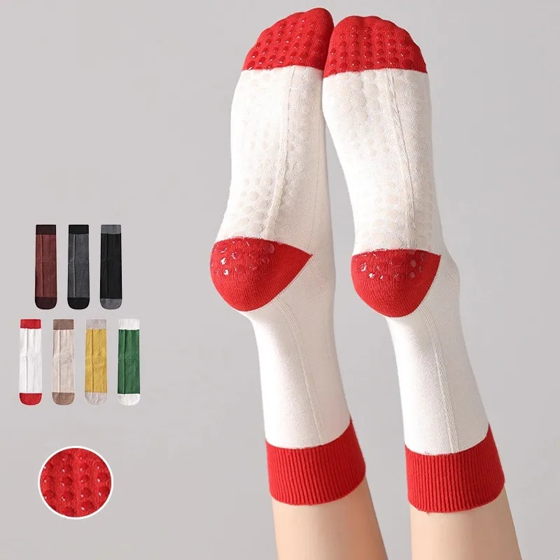 

Носки для пилатеса, женские силиконовые нескользящие профессиональные носки для йоги, одинаковые по цвету хлопковые домашние напольные носки для тренажерного зала, фитнеса, танцев, спортивные носки