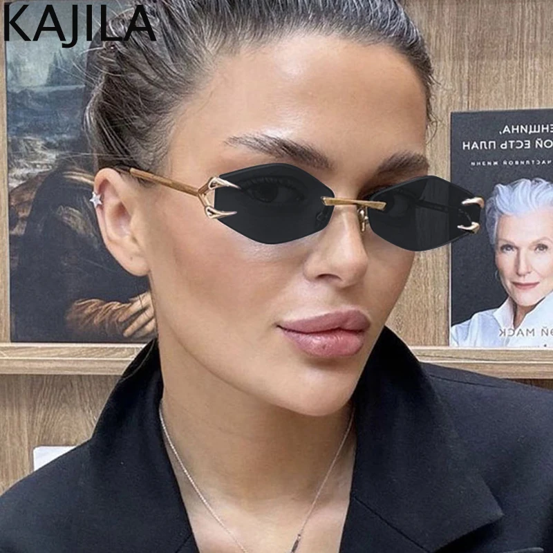 

Small Frame Hexagon Rimless Punk Sunglasses Women 2024 Luxury Brand Polygon Frameless Sun Glasses For Ladies Vintage Eyewear