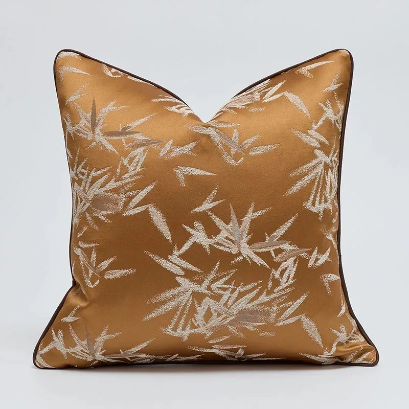 Classic Modern Chinese Style Woven Bamboo Leaves Pillow Case Home Furnishings Gift 45x45cm Sofa Chair Cushion Cover 1 Piece Pack