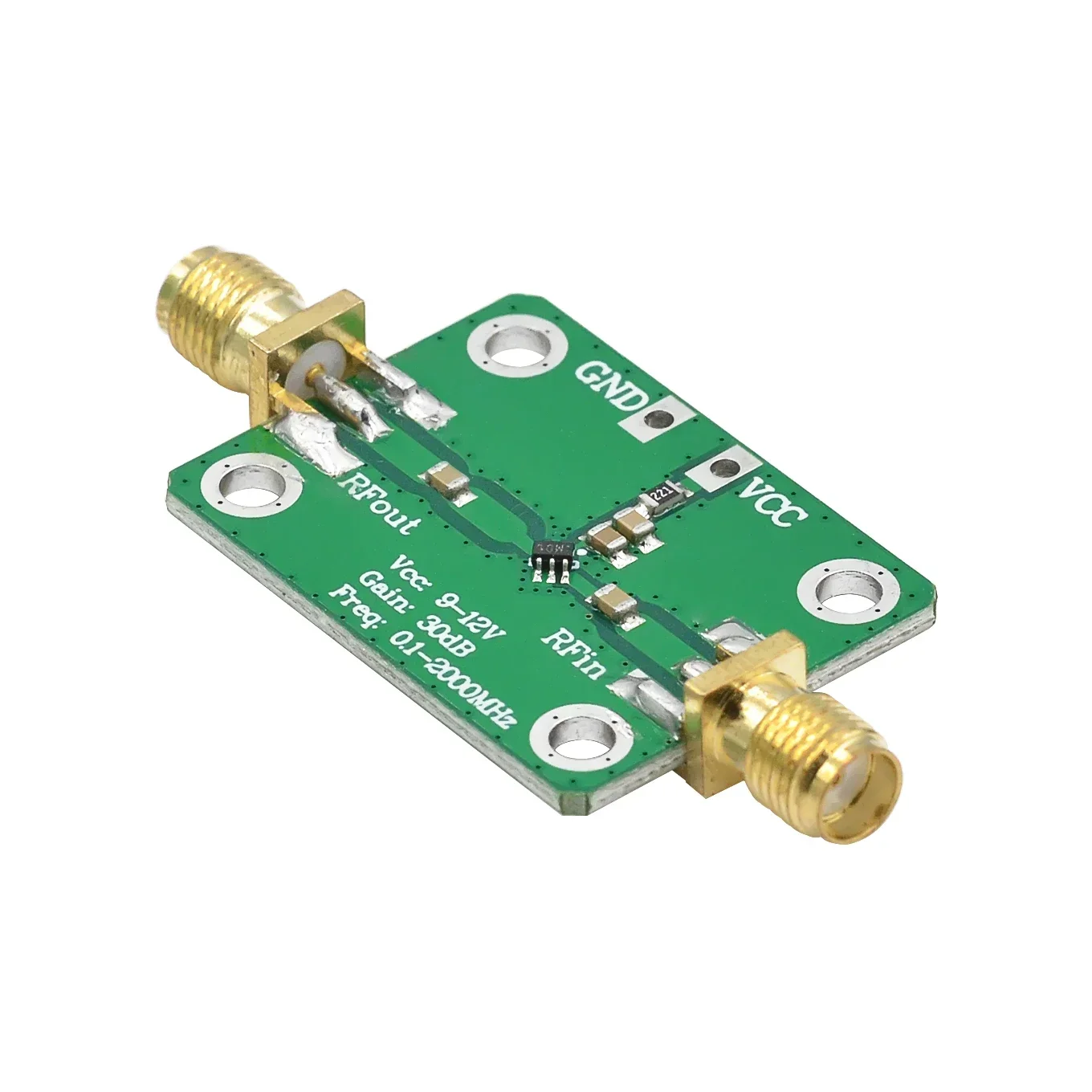 0.1-2000MHz RF Amplificador de banda larga alto ganho 30dB Amplificador de baixo ruído LNA Placa de desenvolvimento