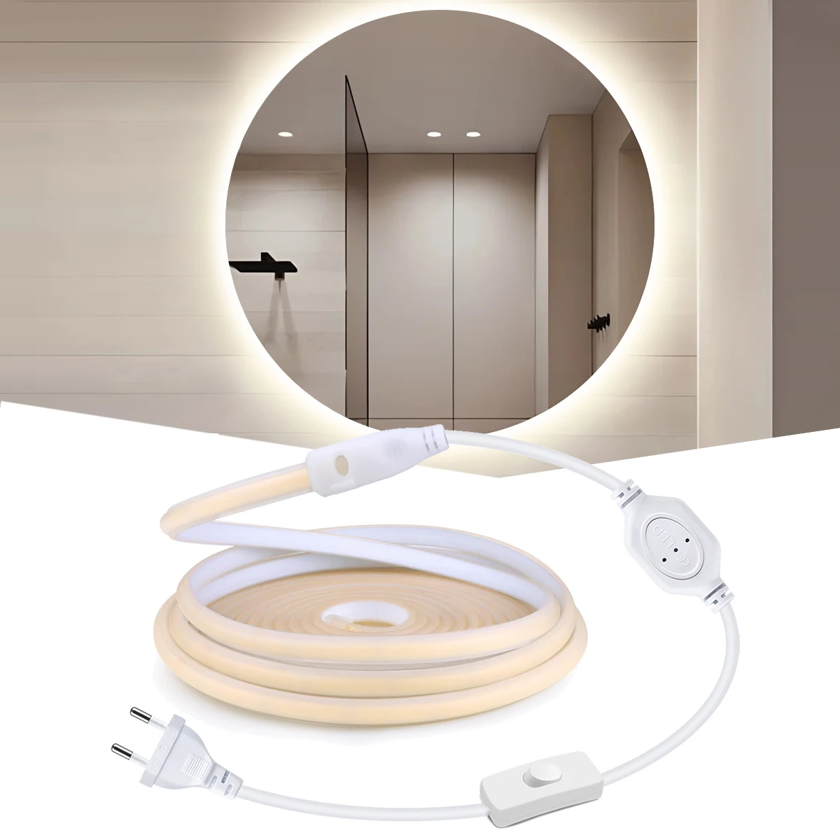 Makeup Mirror LED Backlight Lighting 110V 220V COB Strip Vanity Lights Bathroom Dressing Table Waterproof Mirror Light 1-35M