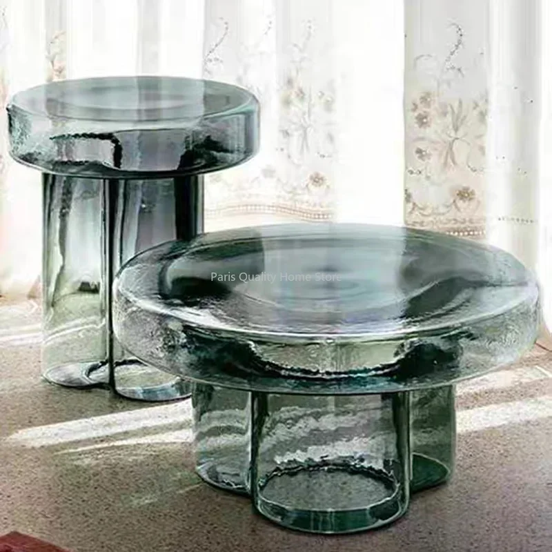 Nordic Light Luxury Glass Coffee Table Creative Petal Shape Living Room Combination Coffee Table Modern Creative Furniture