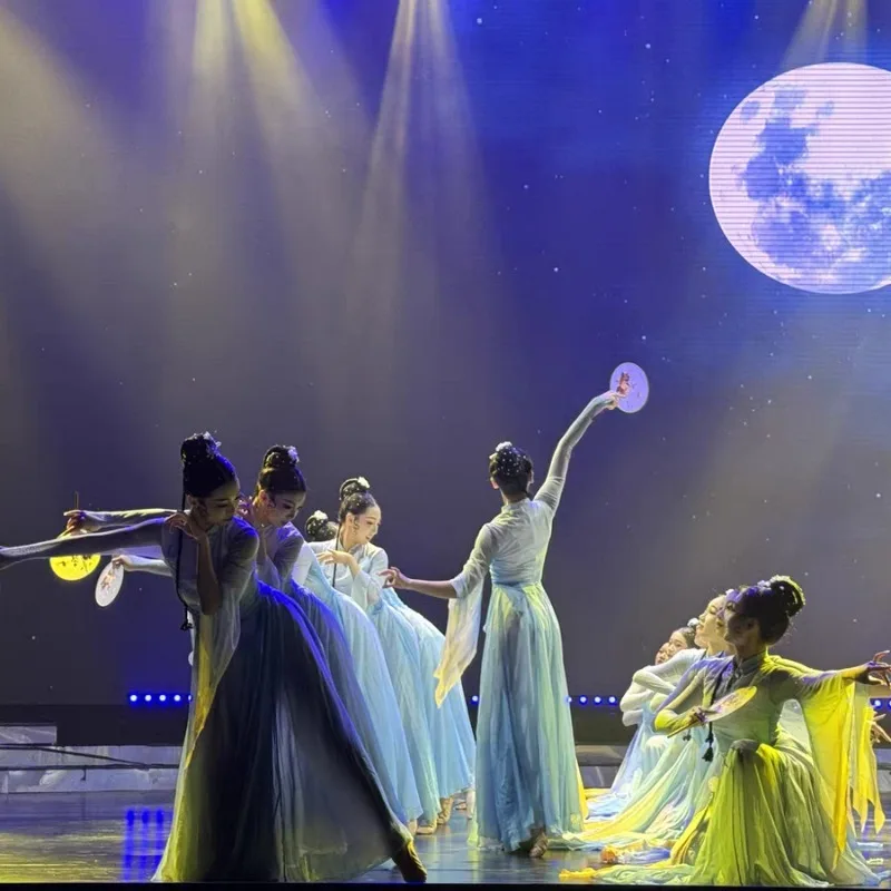 Chinese Style Elegant Big Skirt Art Test Costume Children's Classical Dance Costume