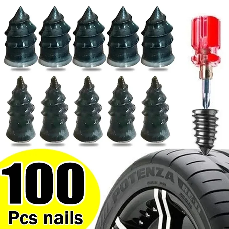 

100~10PCS Tire Puncture Repair Nails for Car Motorcycle Bike Vacuum Tyre Repairing Rubber Metal Nail Set Car Tire Accessories