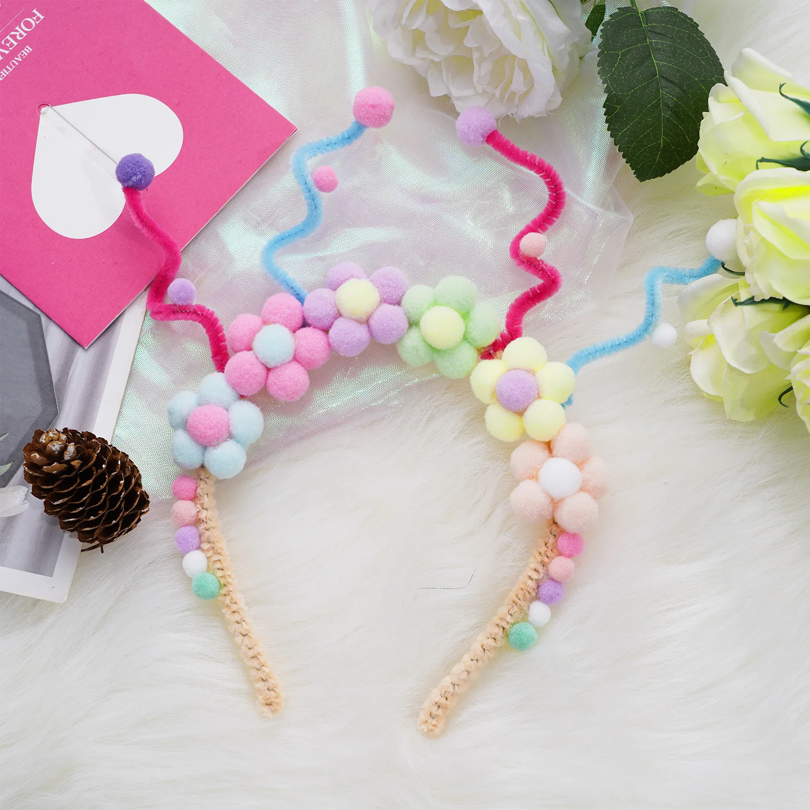 Diadema de pastel de vela de cumpleaños para niña, diadema de giro creativo lindo, decoraciones para fiesta de cumpleaños de Navidad, accesorios