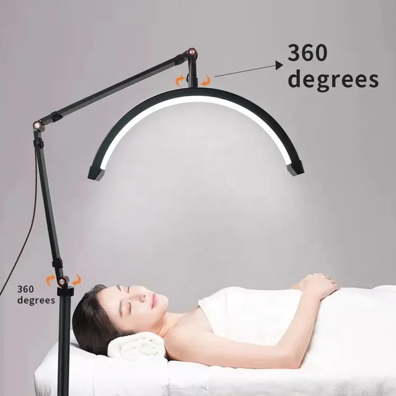 20W Adjustable Height 3 Colors Half Moon Light For Lashes Beauty Salon Lamp Eyelash Led Beauty Light With Smart Phone Holder