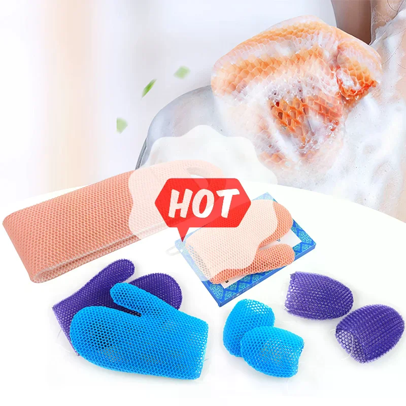 Exfoliating Shower Glove With Colorful Honeycomb Weave And TPU High Elasticity Antibacterial Material Gentle Safe And Durable