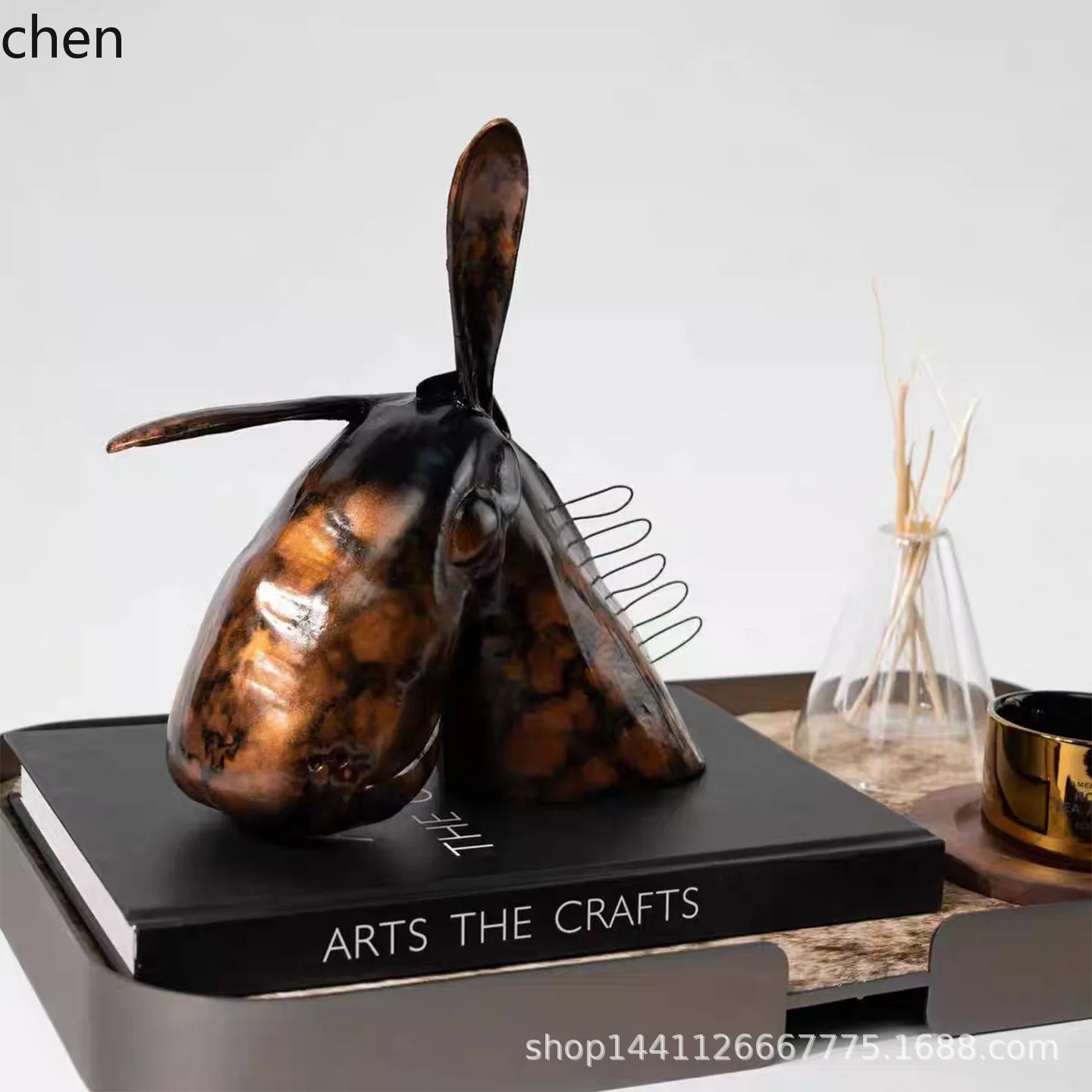 HT Modern Little Donkey Creative Animal Figurine Sculpture Model Room Living Room Coffee Table Desktop Art Decoration