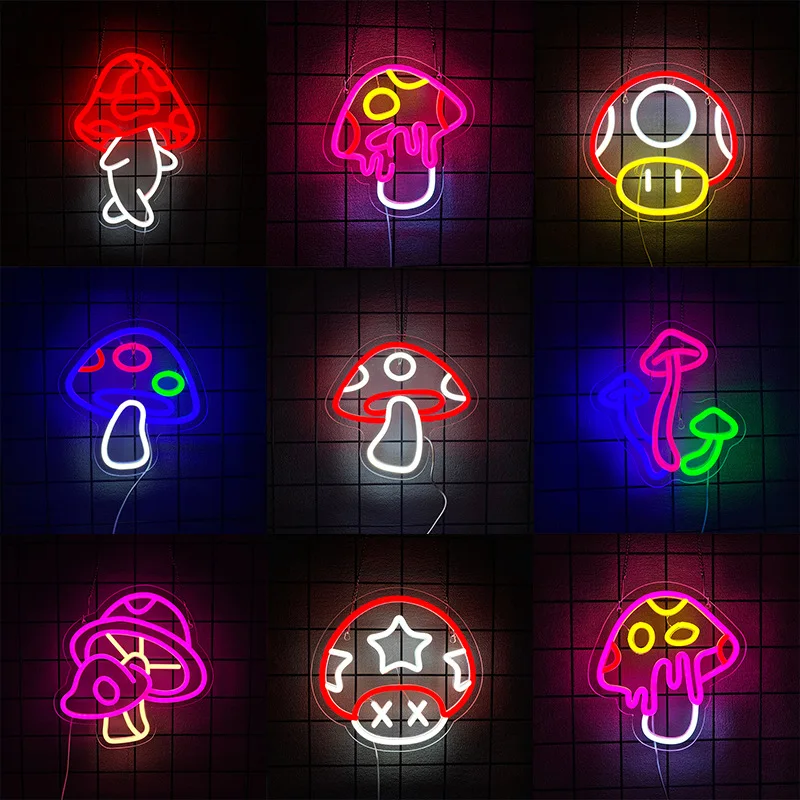 

Mushroom Neon Sign Art Wall Light Usb Led Neon Light for Bar Store Gaming Room Kid Bedroom Decoration Gift Night Light