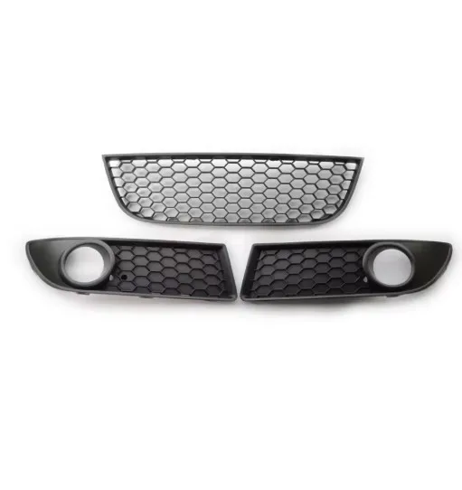 Kompletny zestaw kratki dolnej, środkowej i kratki świateł przeciwmgielnych typu plaster miodu do Volkswagen VW Polo 9N3 GTI