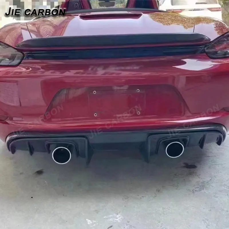 Carbon Fiber Rear Bumper Lip Diffuser For Porsche 718 Cayman Boxster Rear Lip Splitter Cover GT4 Style Body Kit 2016-2022